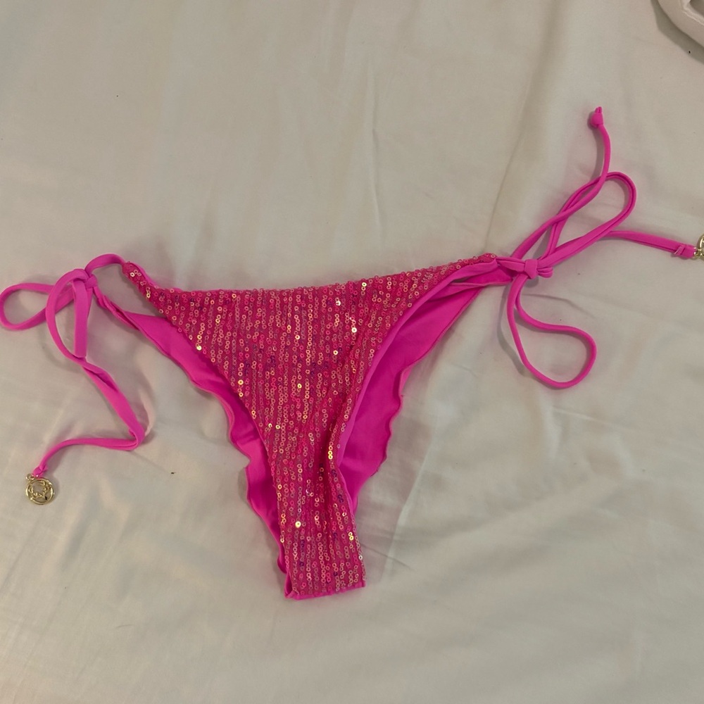 Cheeky Hot Pink Sequin String Bikini Bottom